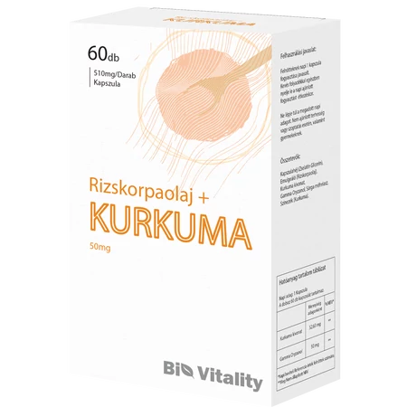 Kurkuma + Rizskorpaolaj 60db Bio Vitality Lágy zselé kapszula