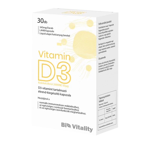 Vitamin D3 30db Bio Vitality Lágy zselé kapszula