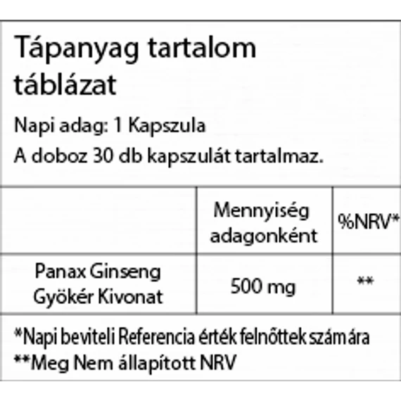 Ginseng 30db Bio Vitality Növényi kapszula