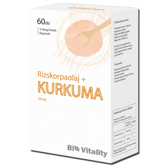 Kurkuma + Rizskorpaolaj 60db Bio Vitality Lágy zselé kapszula