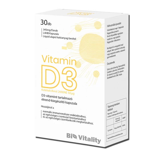 Vitamin D3 30db Bio Vitality Lágy zselé kapszula